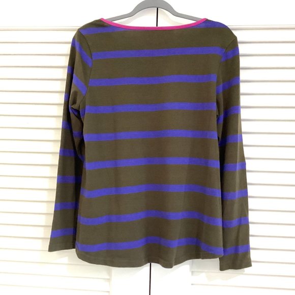 Anthropologie LILI'S CLOSET Stripe Zip Tee Shirt Top Blouse Sz M - Picture 2 of 11